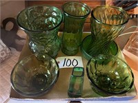 Green Floral Vases, Bowls, More