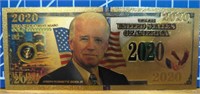 Biden 2020 24K gold plated banknotes