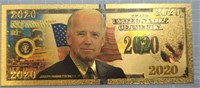 Joe Biden 24K gold-plated banknote