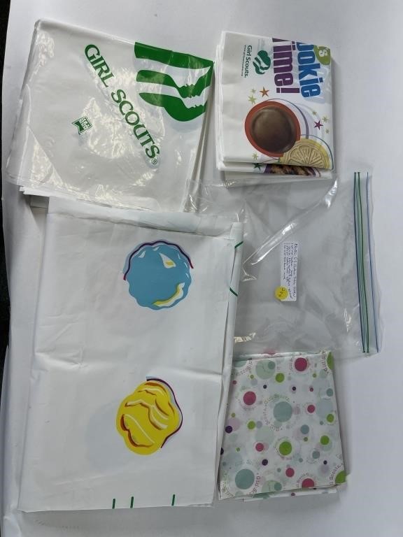 (4) Plastic Girl Scout Cookie Table cloths