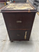 Wooden Filing Cabinet Vintage needs work broken