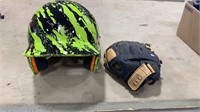Baseball glove, baseball helmet