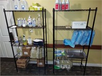 Two Shelving Units w/Hand Sanitizer/PPE Clean Out