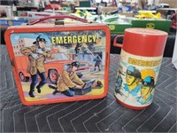 1973 Emergency metal lunchbox with thermos tv