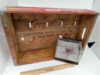 Coca-Cola wood soda pop crate & clock