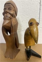 Carved Wooden Nut Cracker & Bird