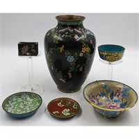 Lot Of 6 Chinese Cloisonne Pieces, Including 3 Bo
