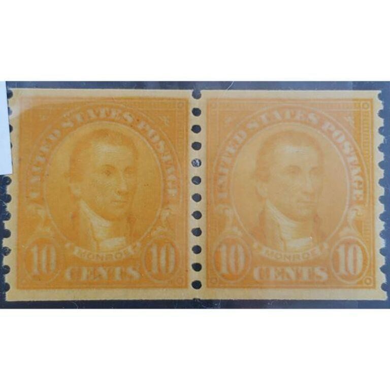 A Coil Pair of Stamp #603, Or The 10 cent Orange