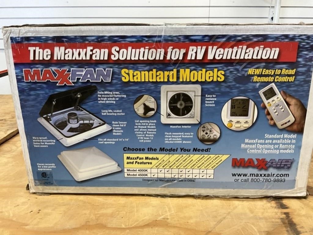 New, in the Box MaxxFan RV Ceiling Fan with