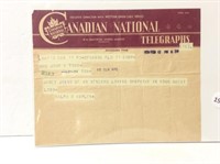 1950 Telegram To Parents Of Former Toronto Mayor