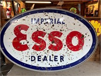 7.8ft x 5ft Double Sided Porcelain Esso Sign
