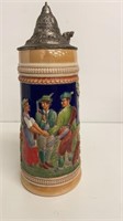 1L Gerz pottery Stein with pewter lid