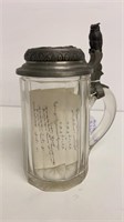 1/2L early German glass, Stein with Peter owl lid