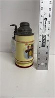 Early pug half liter German Stein with pewter lid