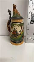 Early 0.9 L character stein with tigers Germany,