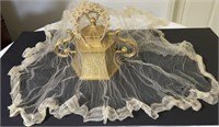 Antique Sheer Wedding Veil with Floral Headband*