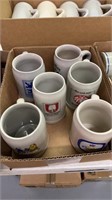 Six 0.5 L beer mugs