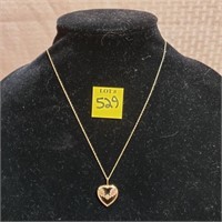 10k Gold Rose Gold Heart Pendant w/ 18" Chain