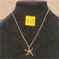 18k Over Sterling Genuine Diamond Starfish Pendant