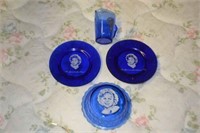 Shirley Temple Set of Blue Glass