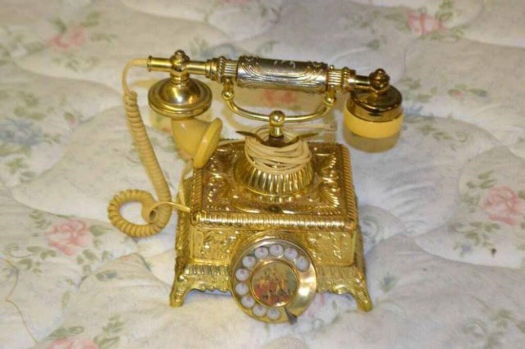 Faux Gilded Rotary Phone