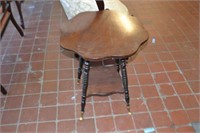 Oak Spindle Leg Table w/ Brass Feet
