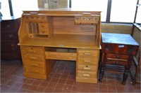 Modern Oak Roll Top Desk