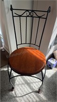 Wrought Iron Chair Wood Seat 17”x35”