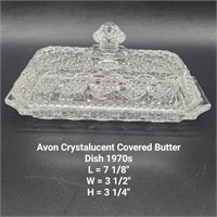 Avon Crystalucent Butter Dish & Cut Glass Bowl