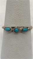 .925 Sterling Ring W/blue Stones