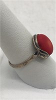.925 Sterling Ring W/ Red Unknown Stone