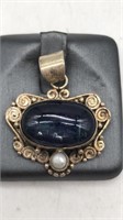 925 Sterling Pendant W/ Blue Stone; 7.6g Total Wt