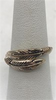 .925 Sterling Feather Ring; 2.5g Total Wt