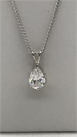 .925 Sterling Chain And Pendant W/ Clear Stone