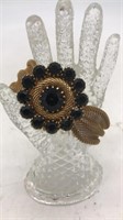 Mesh Woven Goldtone Bracelet W/ Flower Center