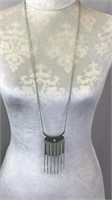 Long Costume Necklace W/ Fringe Pendant