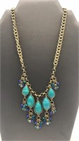 Costume Necklace With Blue Stones
