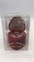 22k Gold Trim Glass Bear Loving Prayer Box