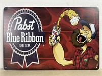 Interesting Pabst Blue Ribbon Beer Metal Sign