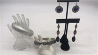 Fashion Jewelry Lot - 2 Bangles, 2 Pr. Earrings