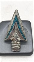 Inlaid Silvertone Arrowhead Pin