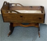 Vintage Solid Wood Baby Cradle