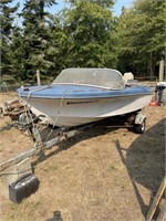 1977 16' BOAT W/1966 BOAT TRAILER AND MOTOR