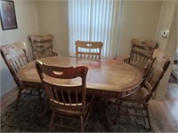 Oak Double Pedestal Dining Room Table with