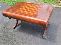 Vintage Book Shaped Chess Table with chess pieces