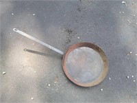 Antique Copper Skillet with cast iron long handle