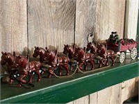 Vintage Iron Budweiser Beer Wagon and Team