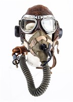 WWII RAF Type C Leather Helmet w/Goggles & Mask