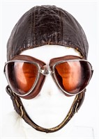 WWI German Leather Flight Helmet & Goggles