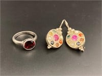 Sterling vintage earrings with genuine gemstones